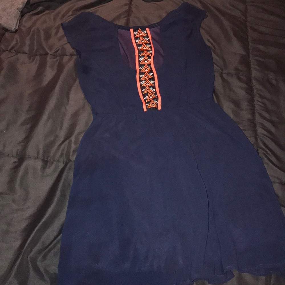 Navy dress with back accent